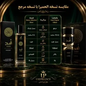 مقایسه ادکلن اسد اصل با نسخه الحمبرا 35 میل