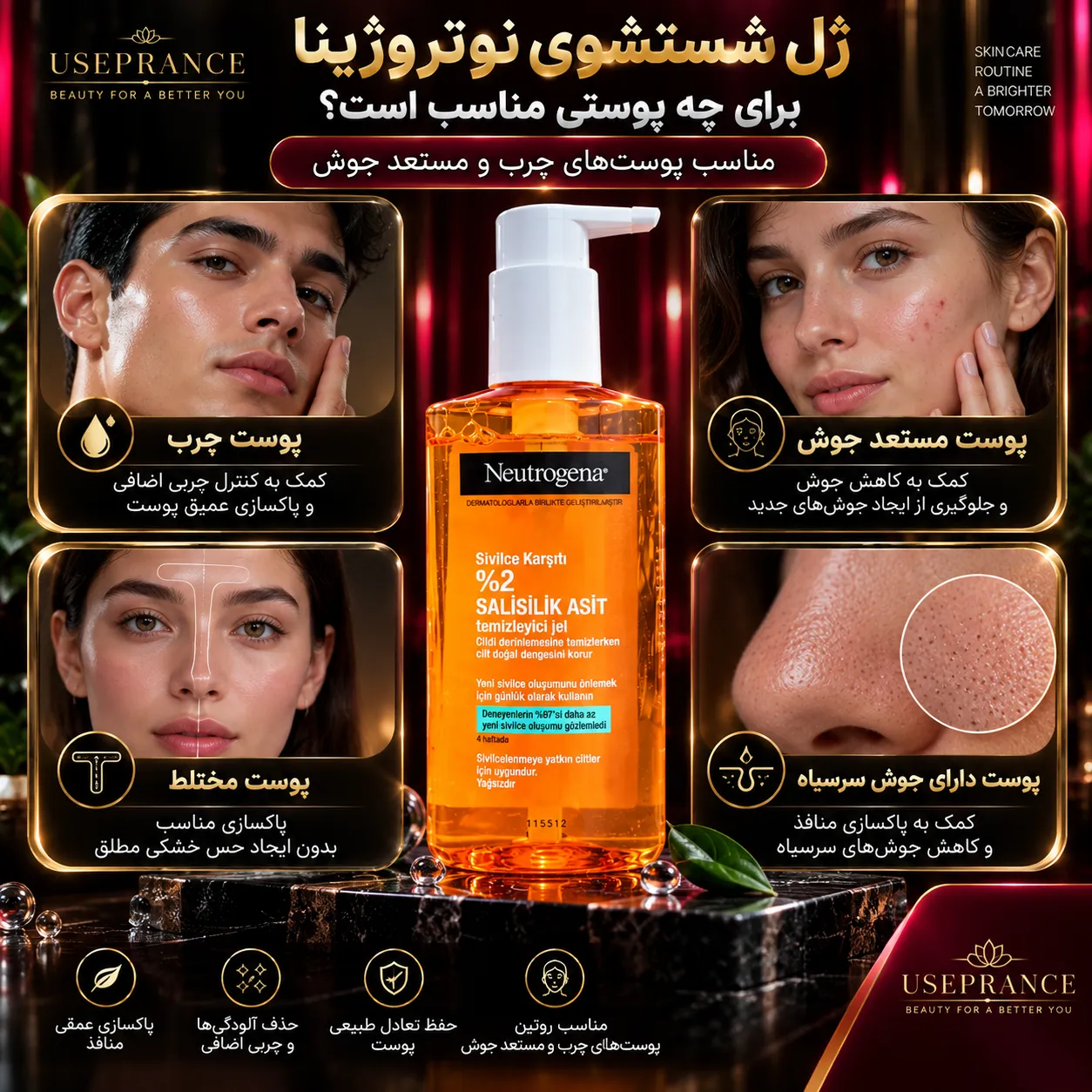 ژل شستشوی نوتروژینا برای چه پوست هایی مناسب است؟