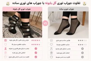 تفاوت جوراب توری گل بابونه با جوراب توری ساده