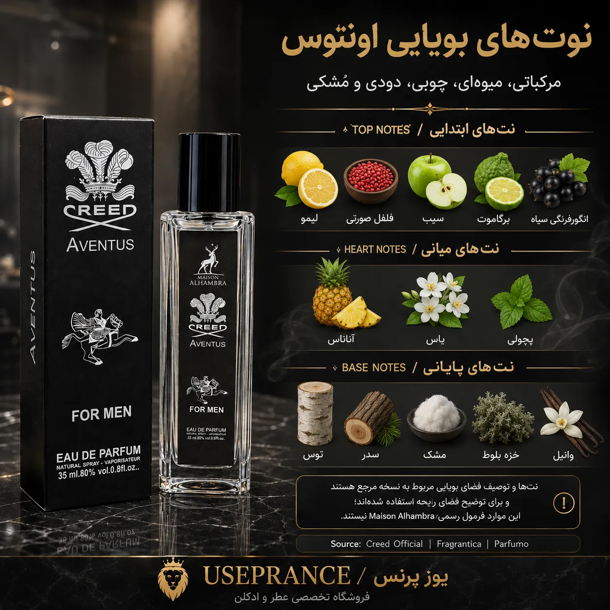 نوت ها و رایحه ادکلن اونتوس الحمبرا