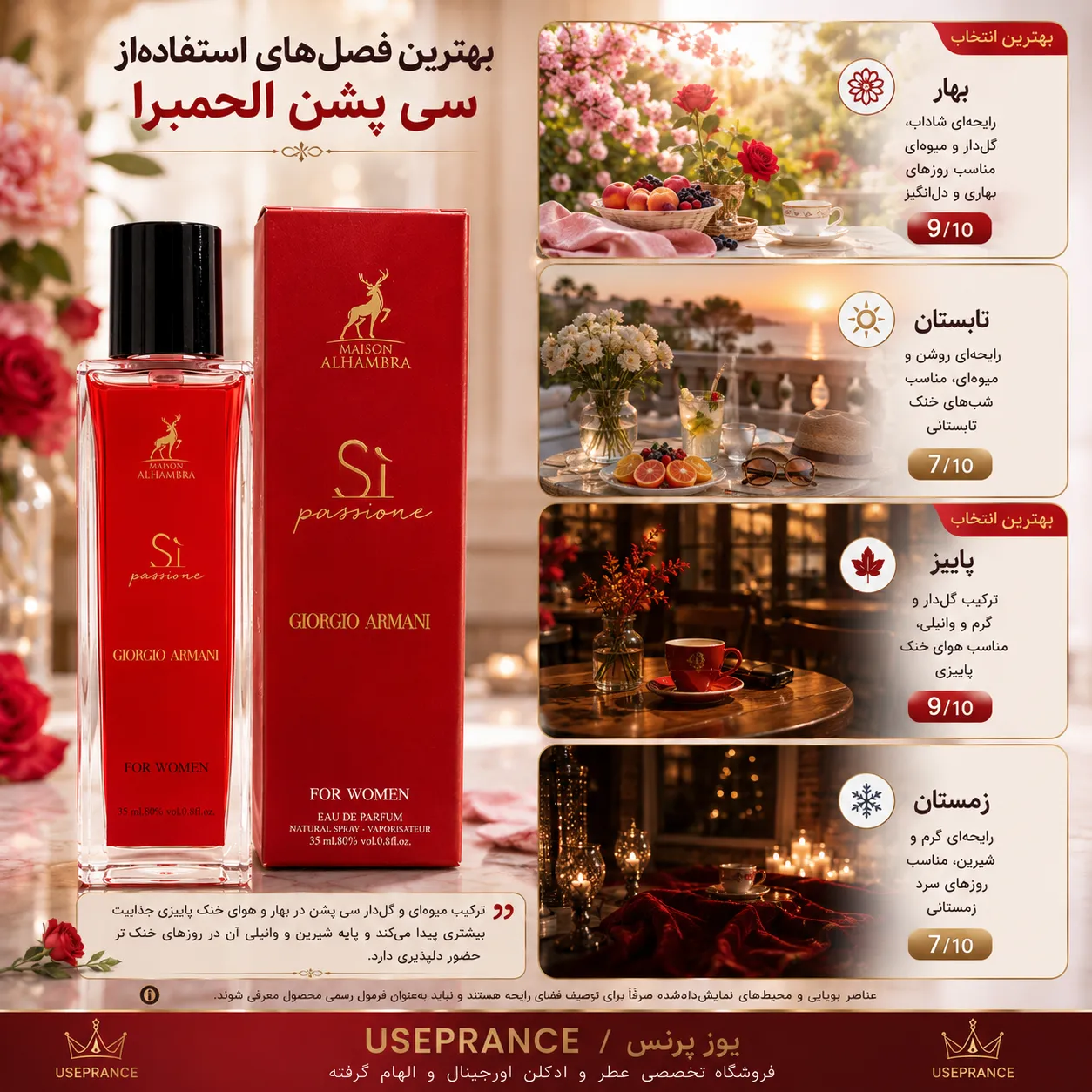 ادکلن سی پشن الحمبرا مناسب چه فصلی است؟ بهار و پاییز