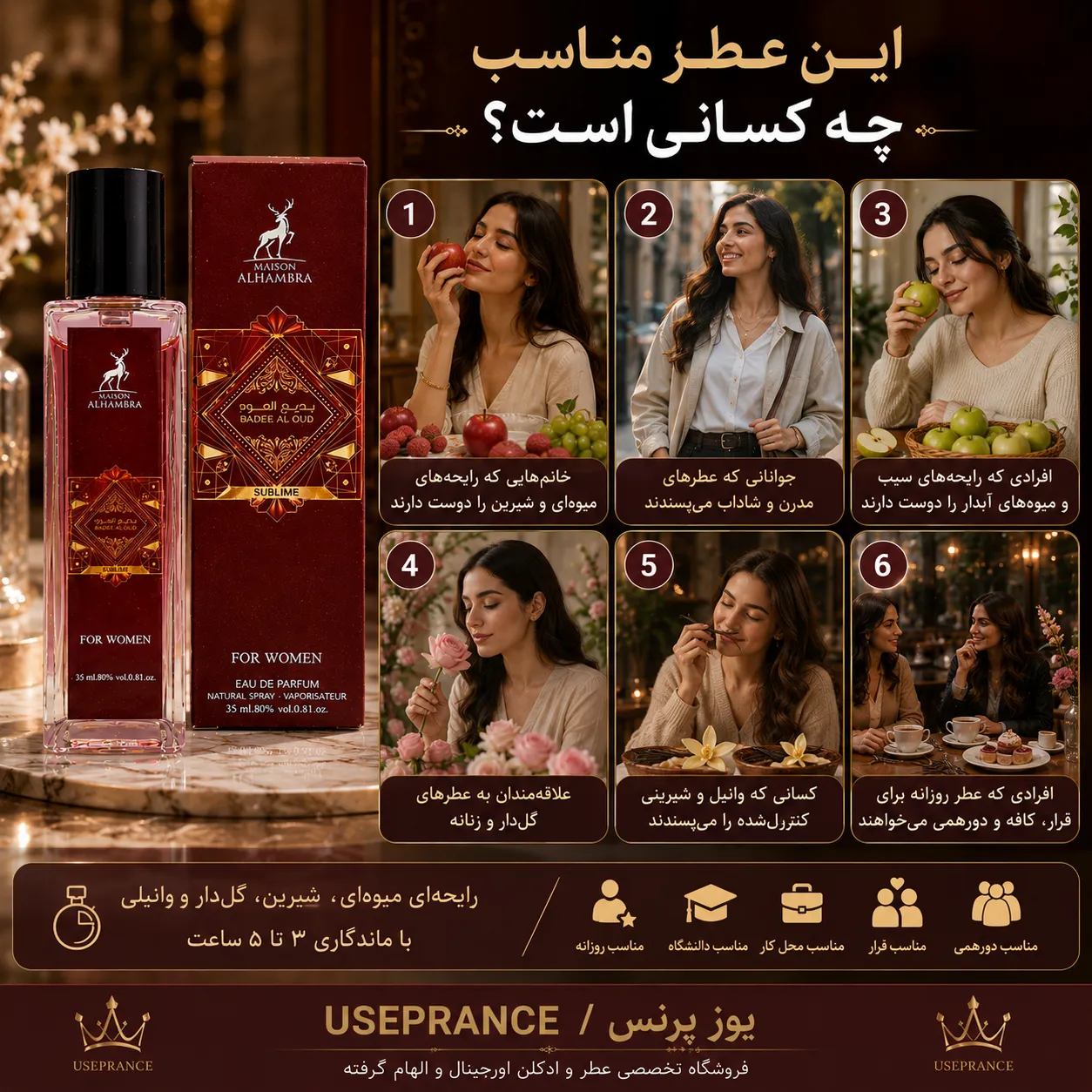 ادکلن بدیع العود مناسب کجاست؟ محیط کار قرار عاشقانه مهمانی