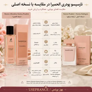 مقایسه ادکلن نارسیس پودری الحمبرا با نسخه اورجینال