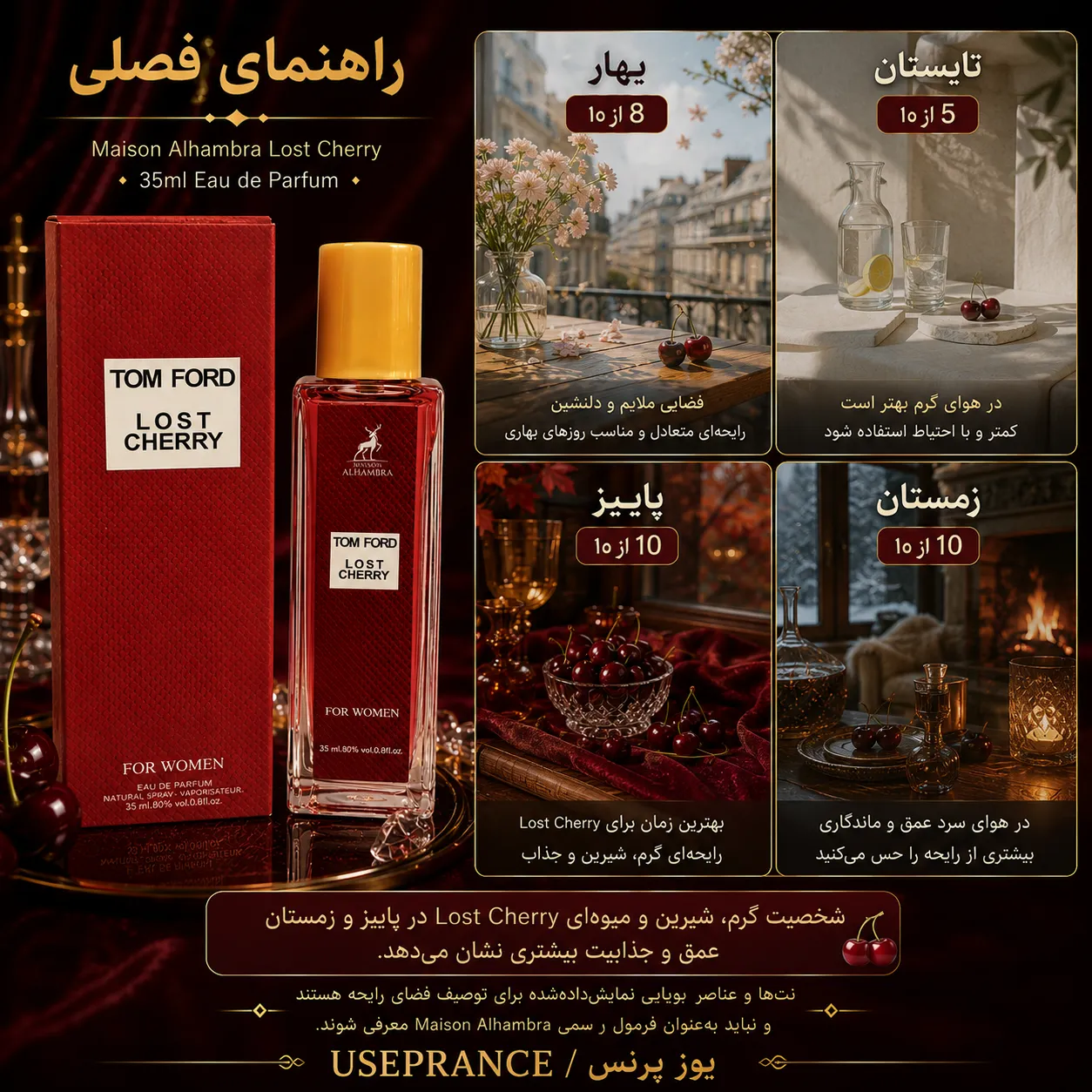 بهترین فصل ادکلن تام فورد لاست چری الحمبرا 35 میل؟ پاییز و زمستان