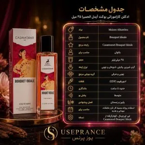 مشخصات پخش بو و ماندگاری ادکلن کازاموراتی بوکت آیدل الحمبرا 35 میل