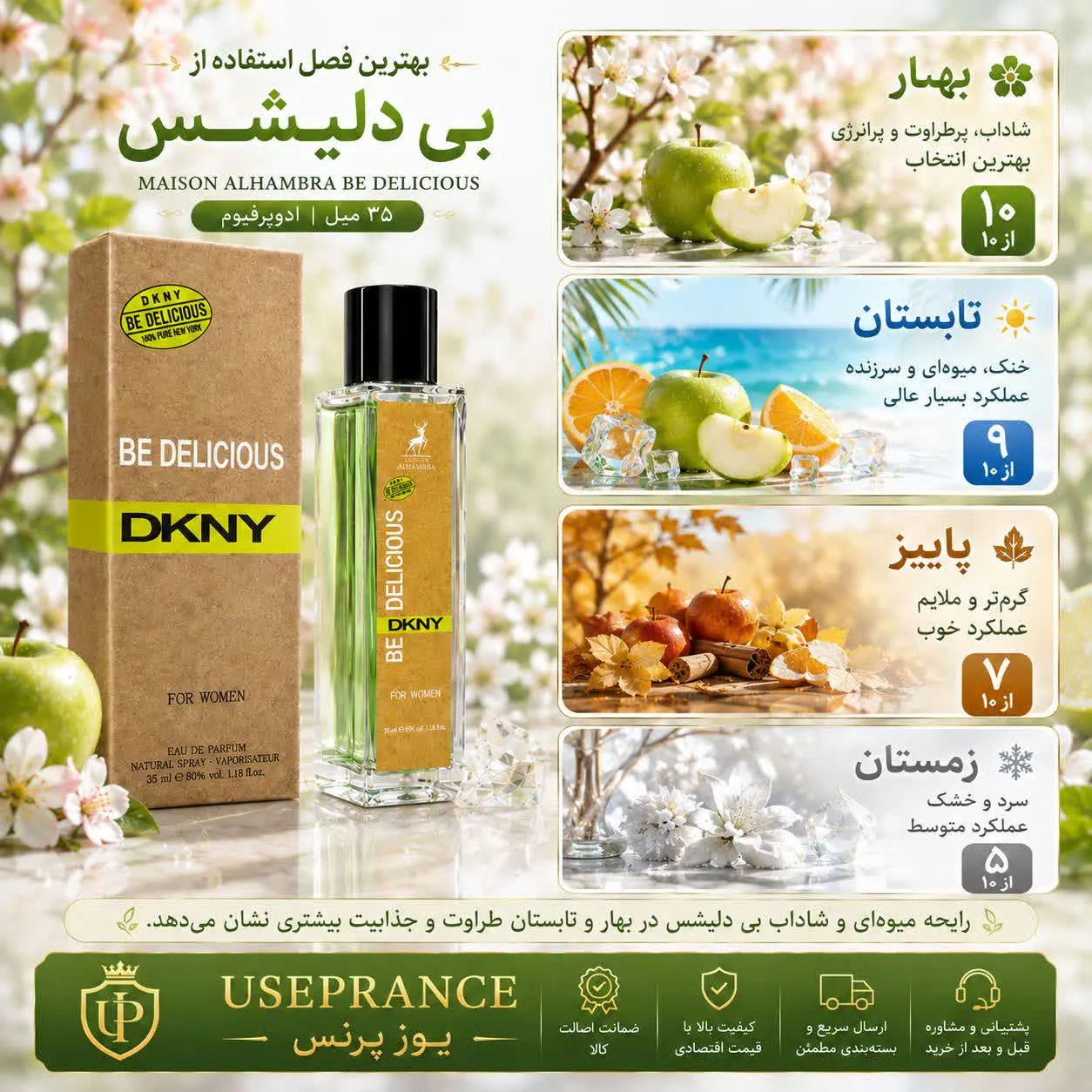 ادکلن بی دلیشس الحمبرا 35 میل برای چه فصل هایی مناسب است؟ بهار و تابستان