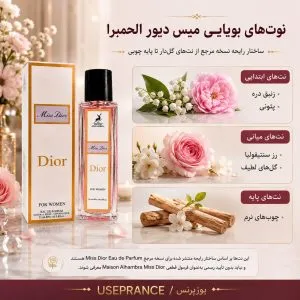 نوت ها و رایحه ادکلن میس دیور الحمبرا 35 میل