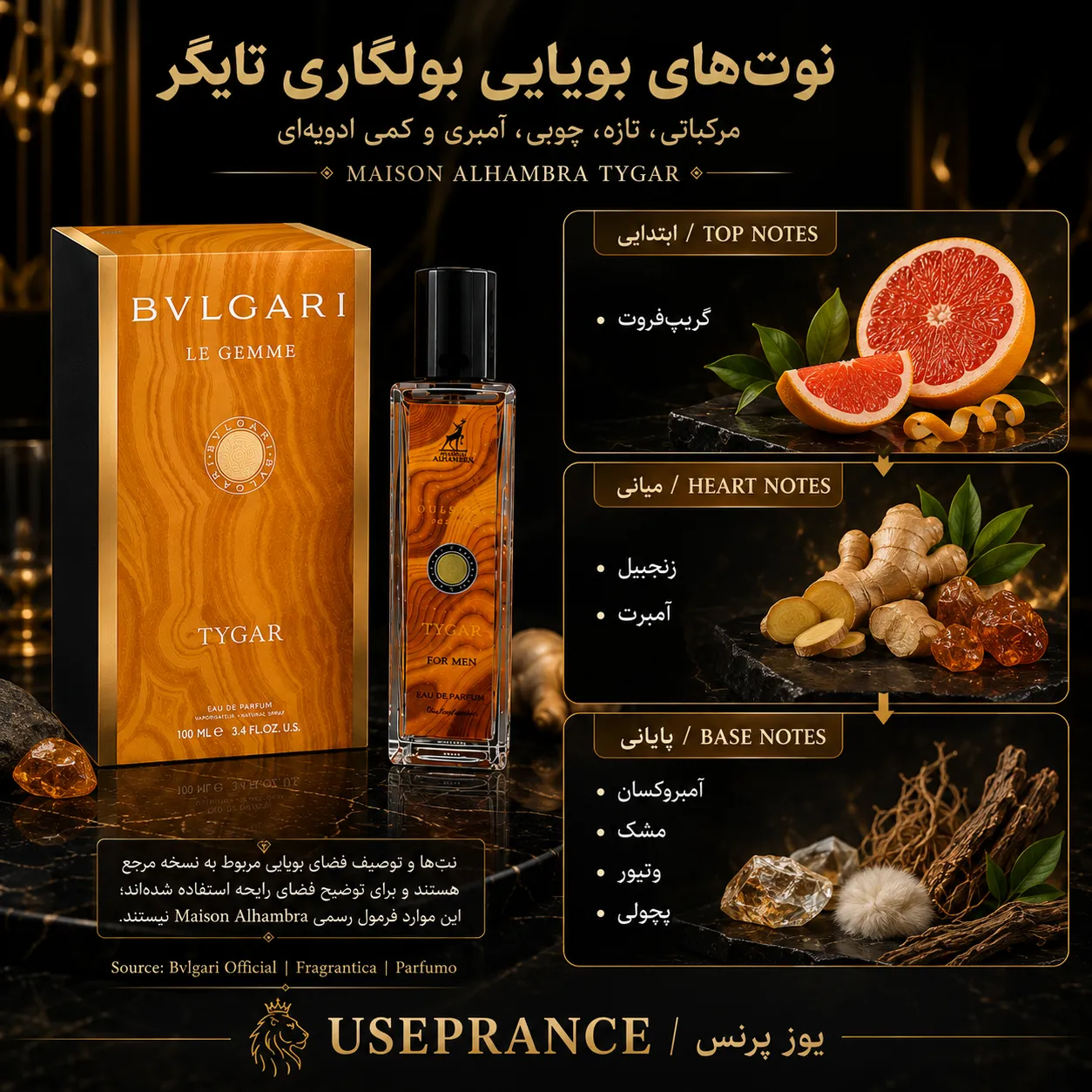 نوتها و رایحه ادکلن بولگاری تایگر الحمبرا